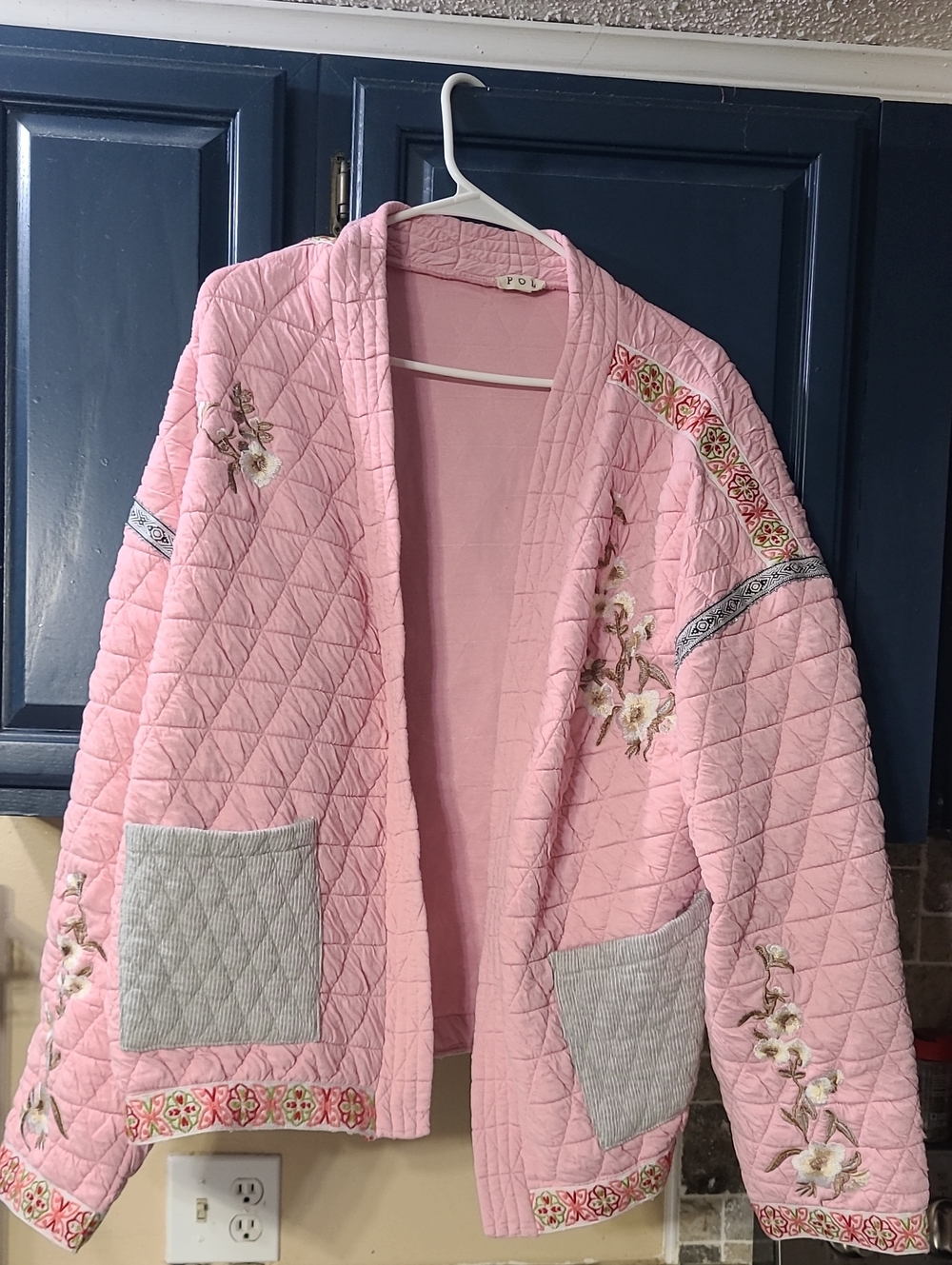 Women's Quilted Pink Embroidered Jacket